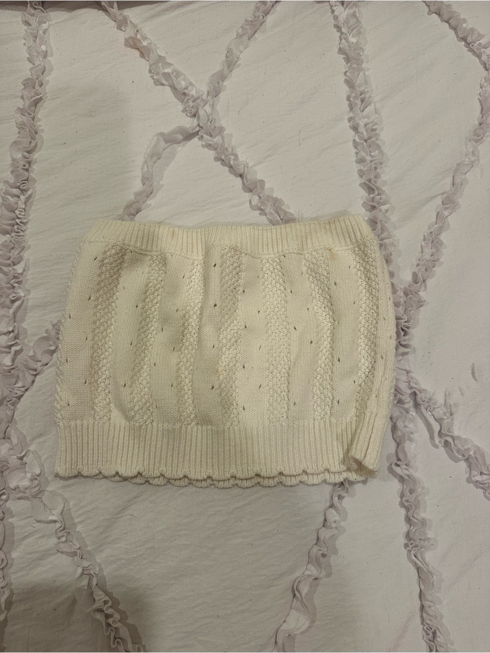Cream Knit Tube Top - Women's Sweater